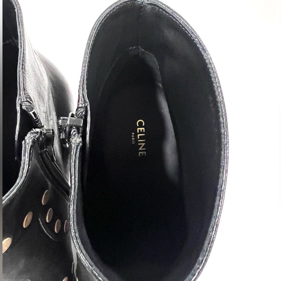 CELINE Calf Leather Studded Accents Boots - Picture 4 of 10